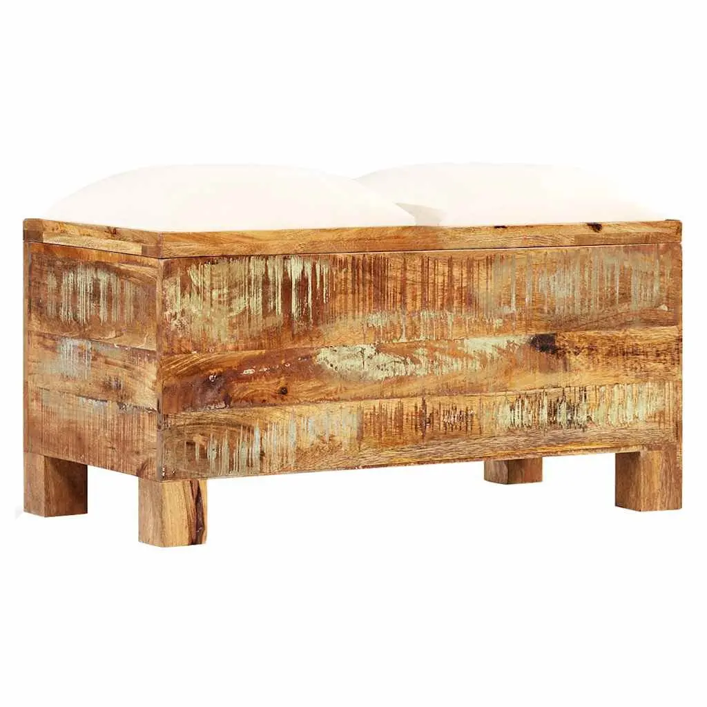 Storage Bench Solid Reclaimed Wood Retro Seating Entryway Furniture Brown