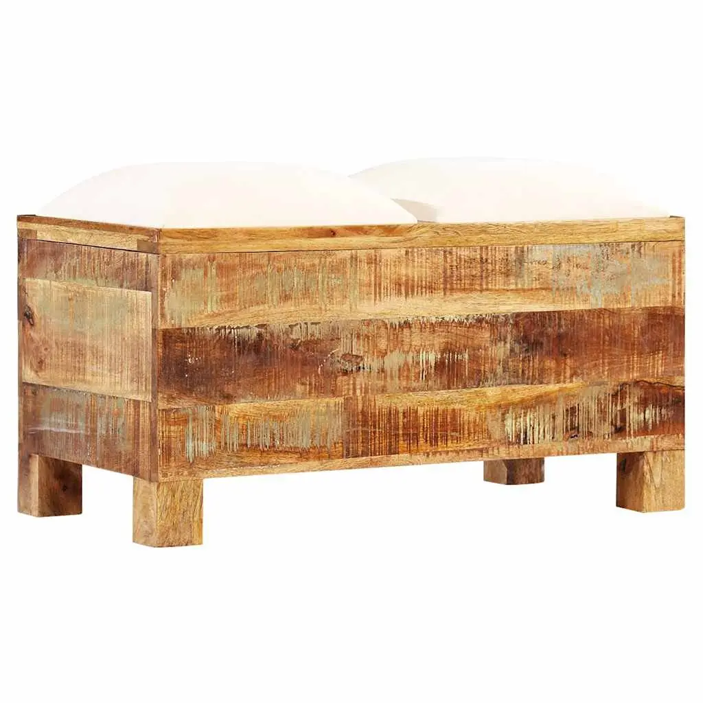 Storage Bench Solid Reclaimed Wood Retro Seating Entryway Furniture Brown