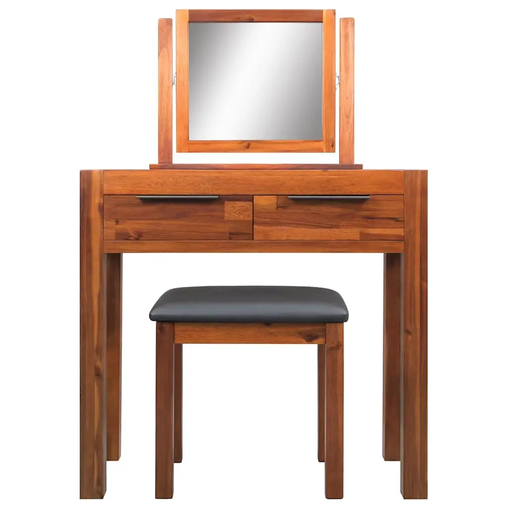 Acacia Wood Dressing Table and Stool Set