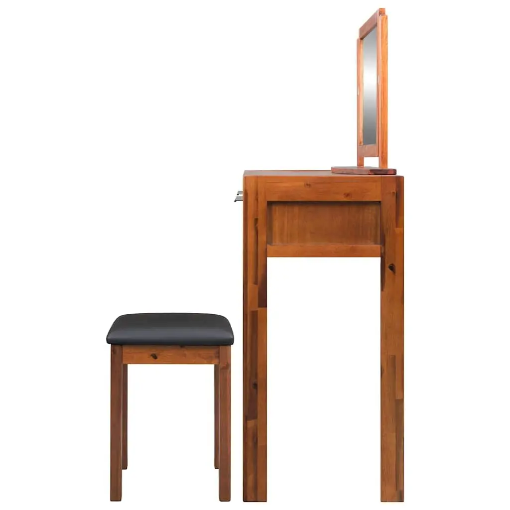 Acacia Wood Dressing Table and Stool Set