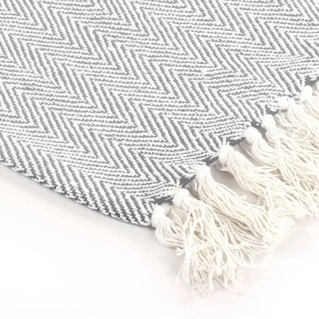 Cotton Throw Blanket Herringbone Grey 125x150 cm Soft Plaid Tassel Bedding