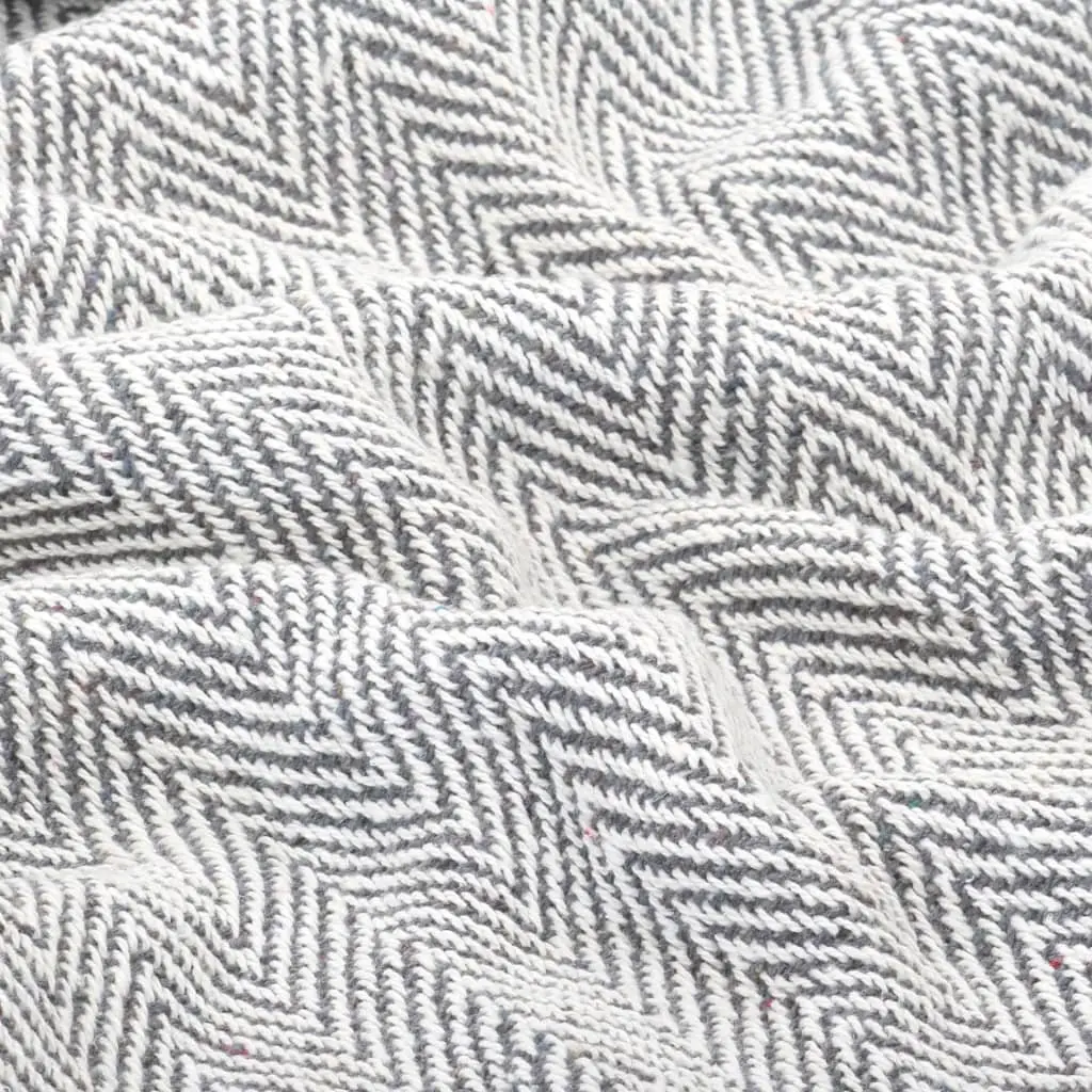 Cotton Throw Blanket Herringbone Grey 125x150 cm Soft Plaid Tassel Bedding