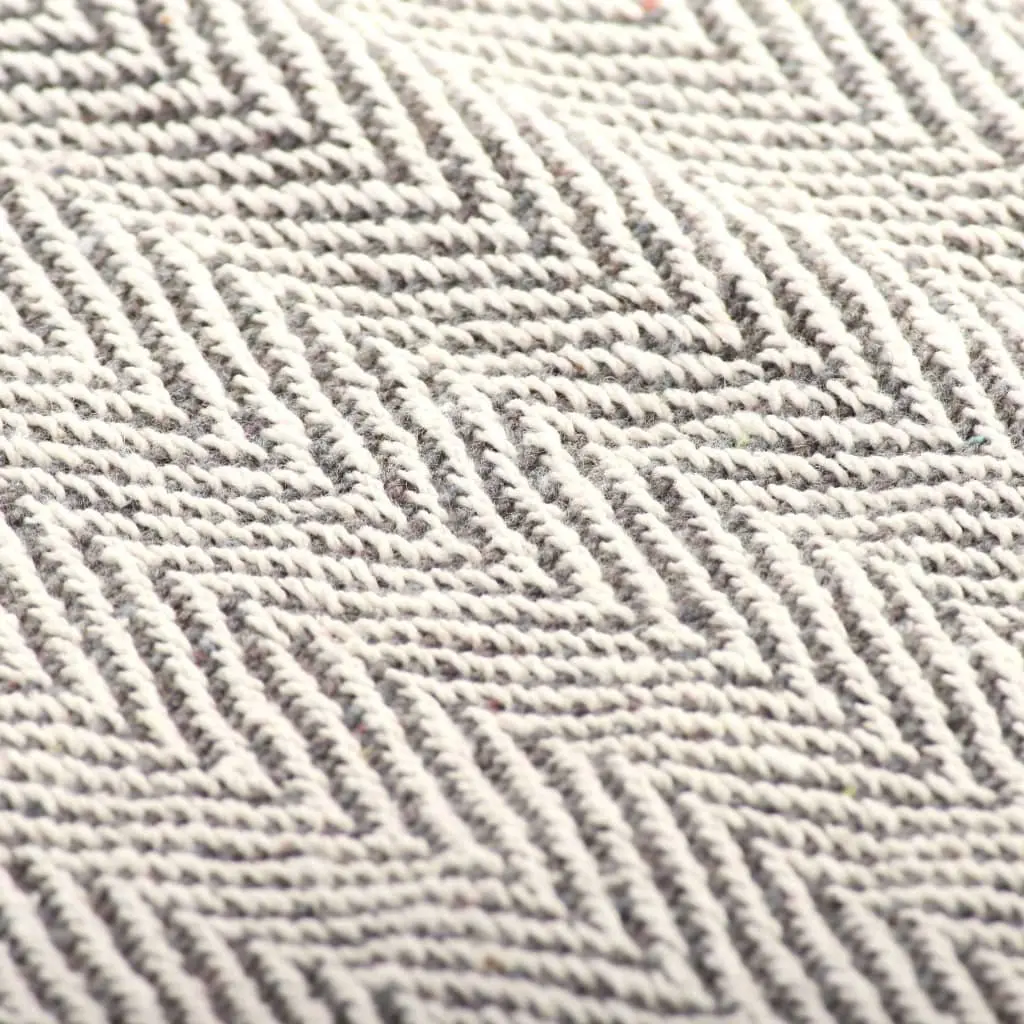 Cotton Throw Blanket Herringbone Grey 125x150 cm Soft Plaid Tassel Bedding