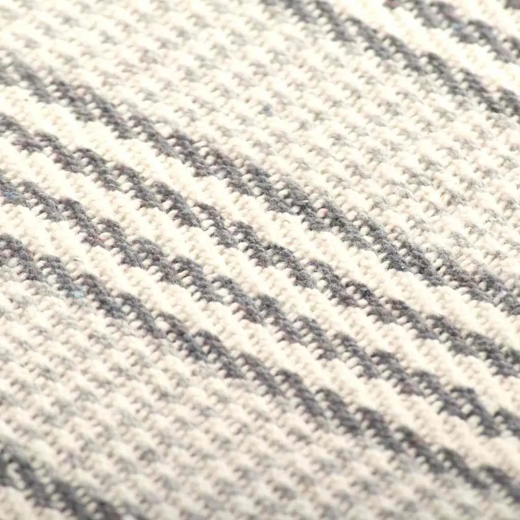 Cotton Throw Blanket Soft Plaid 125x150 cm Grey White Stripes Tassels
