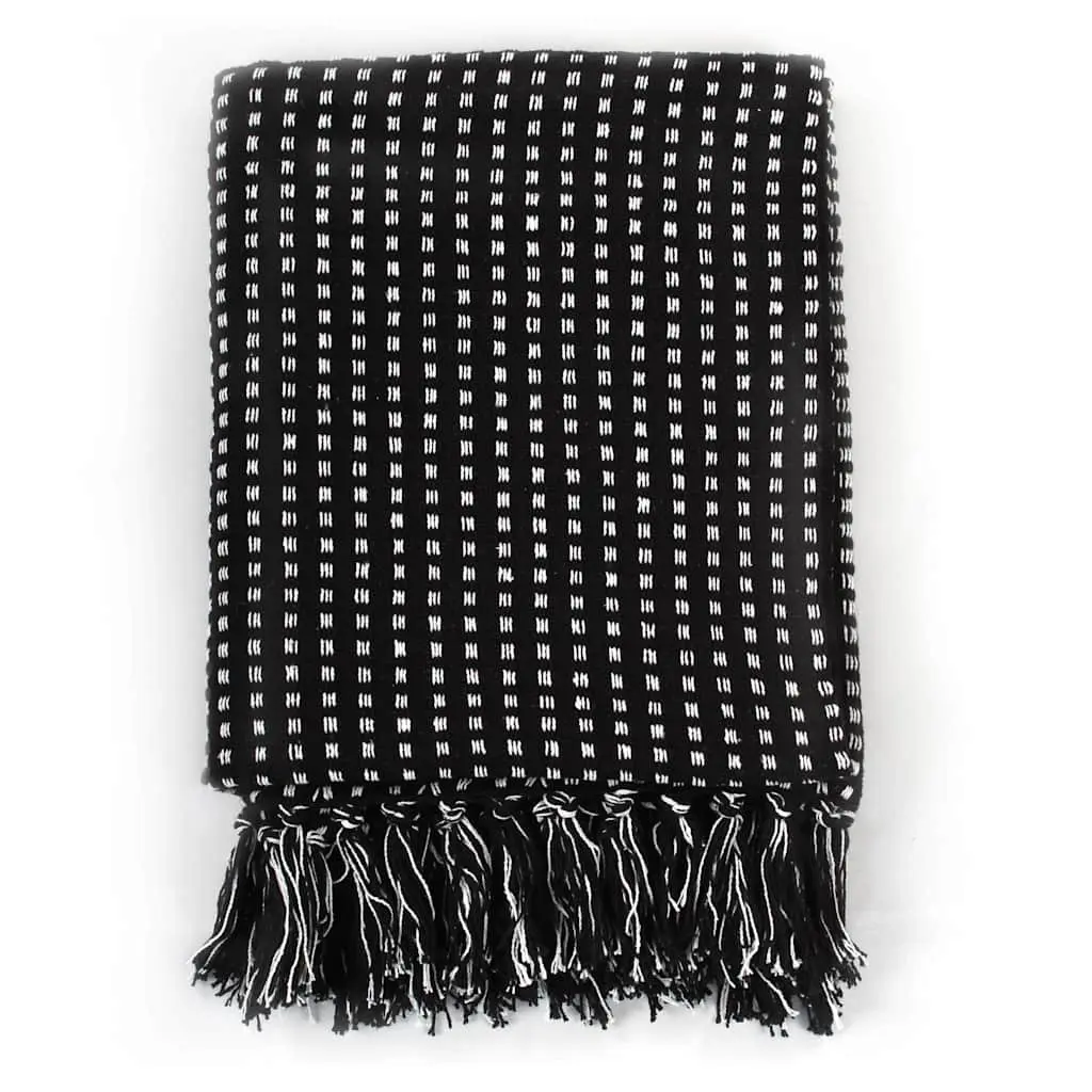 Cotton Throw Blanket Plaid 220x250 cm Black
