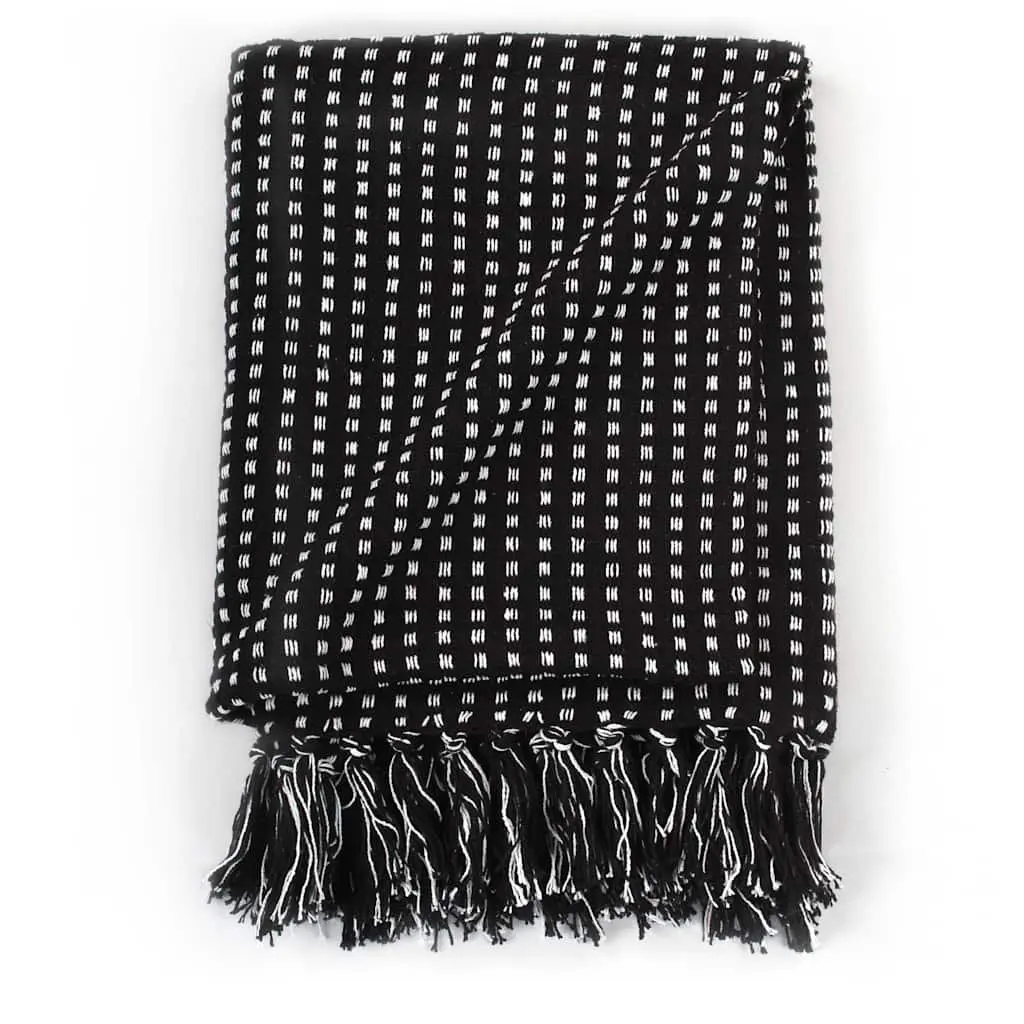 Cotton Throw Blanket Plaid 220x250 cm Black