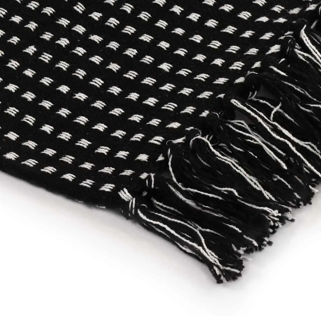 Cotton Throw Blanket Plaid 220x250 cm Black