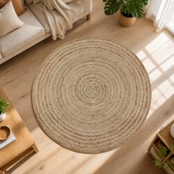 Warm and Durable 90cm Round Braided Jute Rug