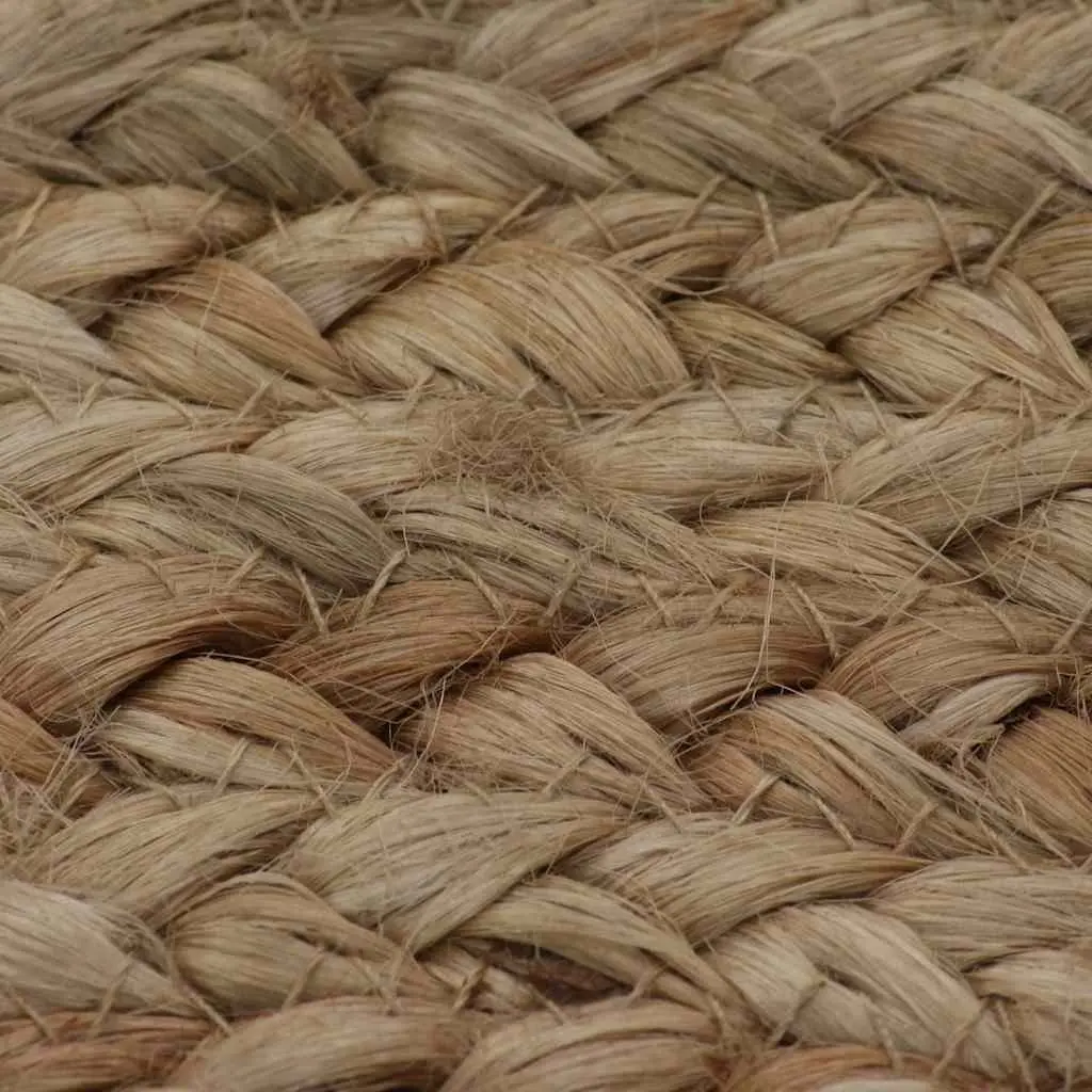 Round Area Rug Braided Jute Natural Beige 120cm Handwoven Home Decor Carpet