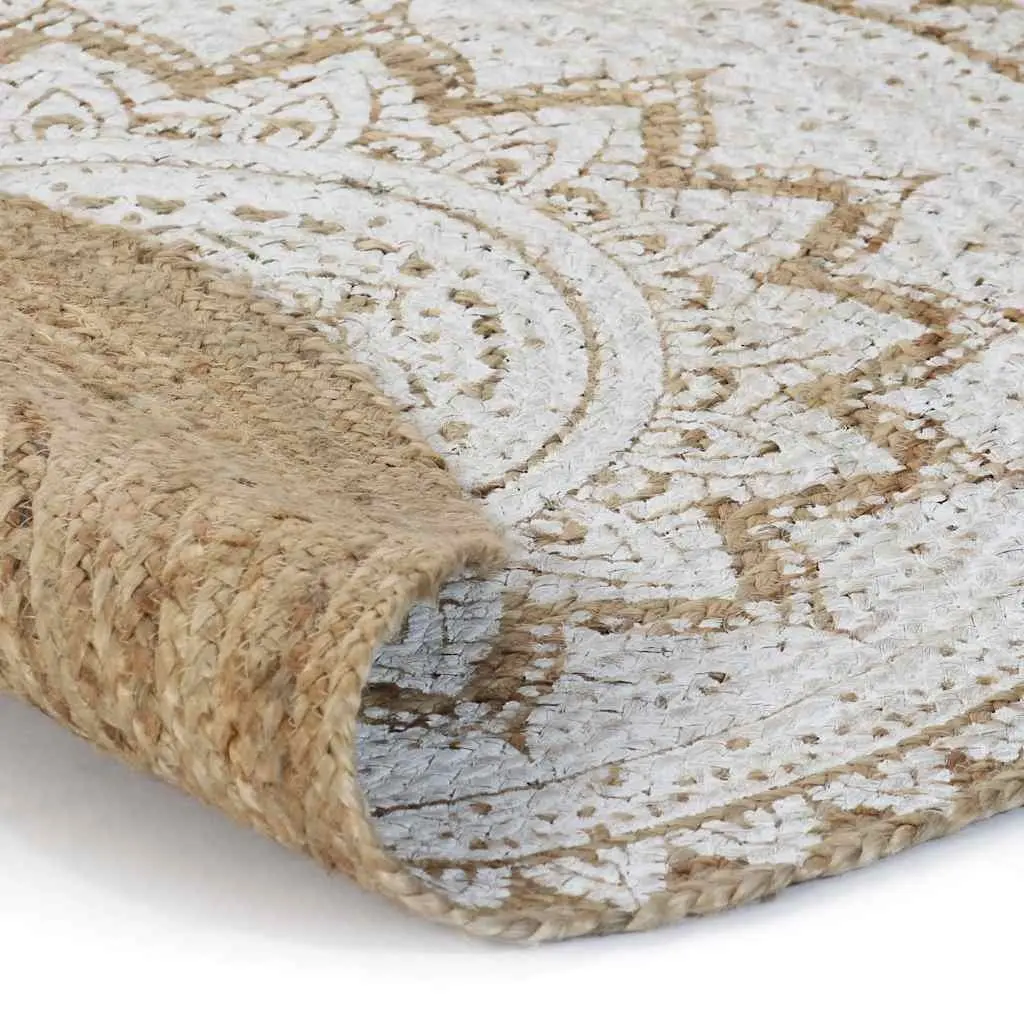 Round Area Rug Mandala Print 120cm Beige