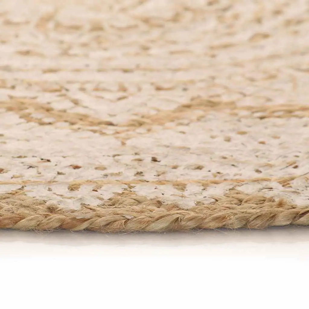 Round Area Rug Mandala Print 120cm Beige