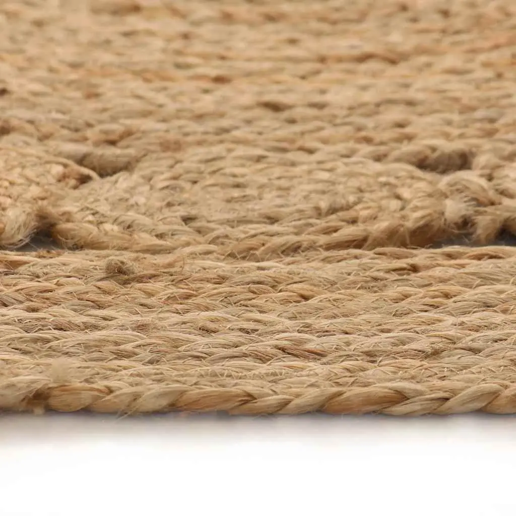 Round Area Rug Braided Jute Natural Texture Home Decor 90cm Handwoven Carpet