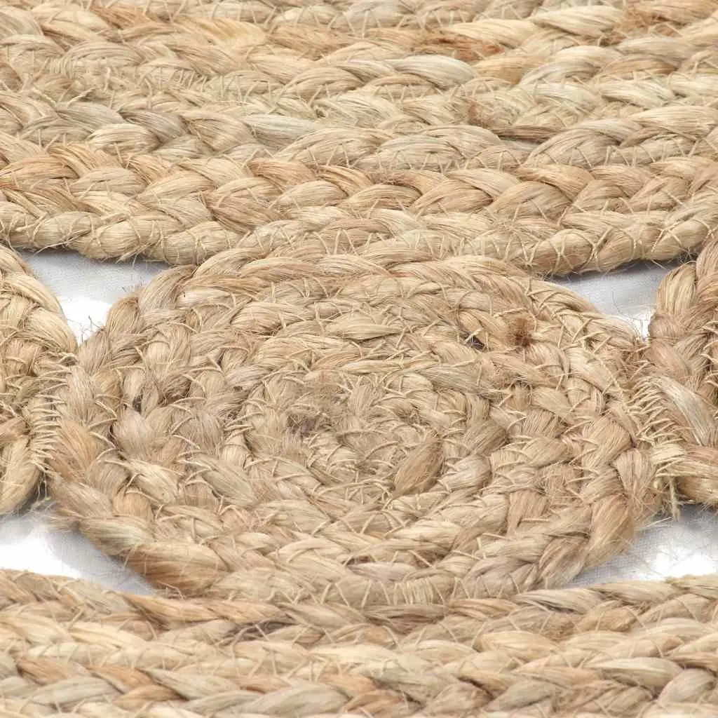Round Area Rug Braided Jute Natural Texture Home Decor 90cm Handwoven Carpet