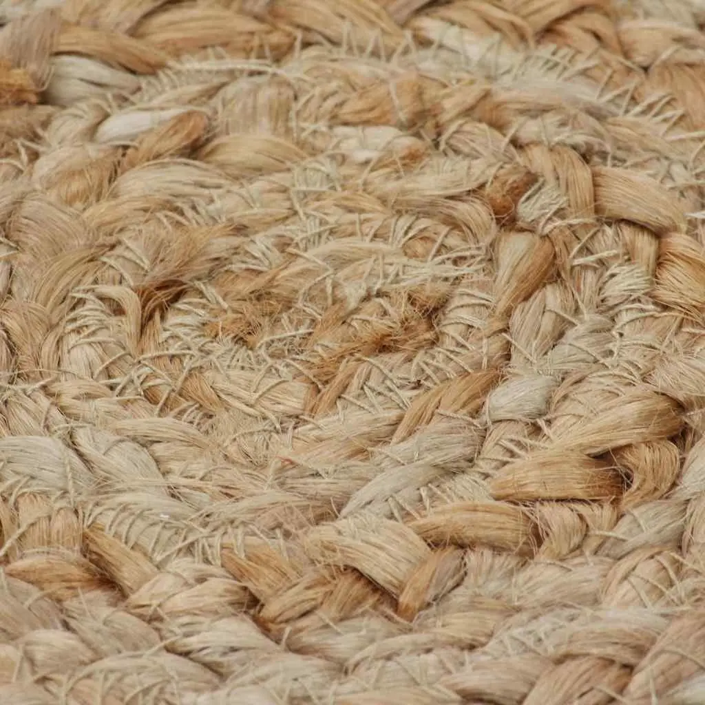 Round Area Rug Braided Jute Natural Texture Home Decor 90cm Handwoven Carpet