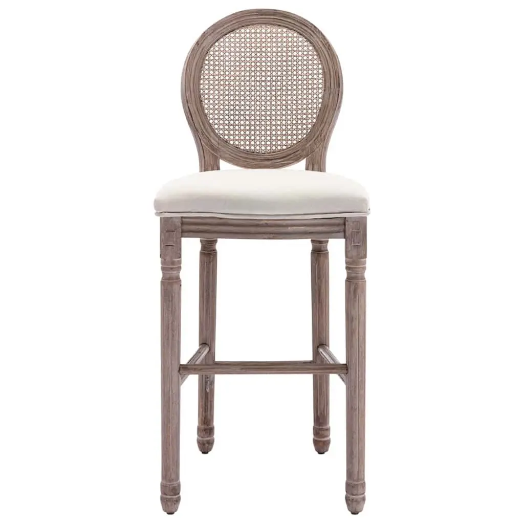 Bar Stools White Linen Vintage Upholstered Dining Kitchen Rattan Backrest Chairs