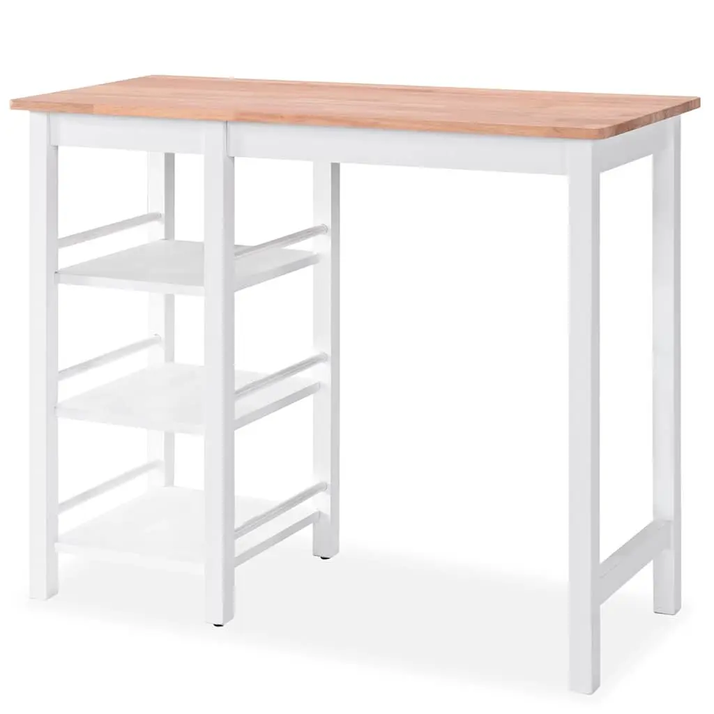 Bar Set 3 Pieces Table Stools White Kitchen Dining Room Furniture with Storage