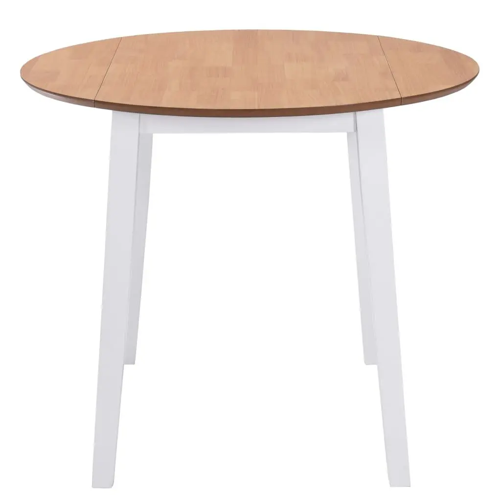 Round Drop-Leaf Dining Table Kitchen Compact Space-Saving MDF White Design