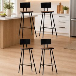 Bar Stools 4 pcs Solid Reclaimed Wood Industrial Design Brown Seating