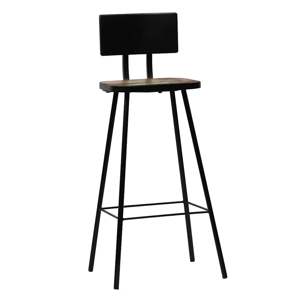 Bar Stools Industrial Kitchen Counter Chairs Reclaimed Wood Brown 2 Piece