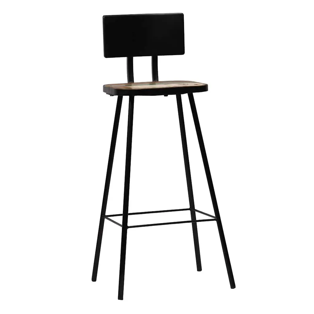 Bar Stools Industrial Kitchen Counter Chairs Reclaimed Wood Brown 2 Piece