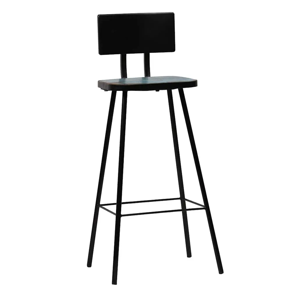 Bar Stools Industrial Kitchen Counter Chairs Reclaimed Wood Brown 2 Piece