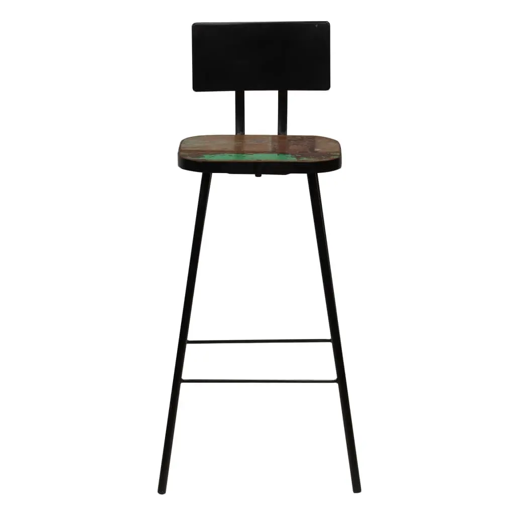 Bar Stools Antique Industrial Style Reclaimed Wood 4 Piece Brown