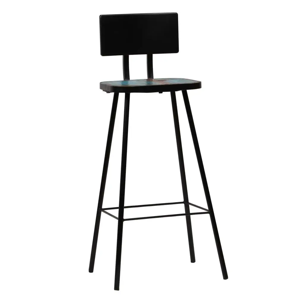 Bar Stools Antique Industrial Style Reclaimed Wood 4 Piece Brown