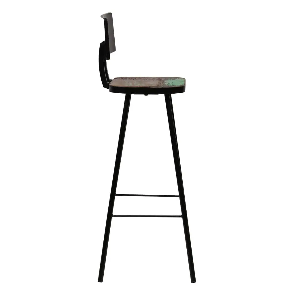 Bar Stools Antique Industrial Style Reclaimed Wood 4 Piece Brown