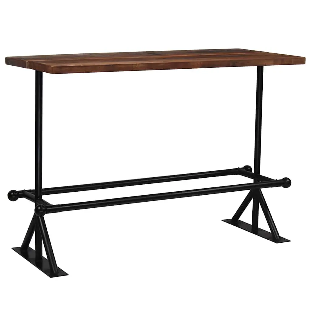 Bar Set 7 Piece Industrial Retro Style Brown Solid Reclaimed Wood Table Chairs