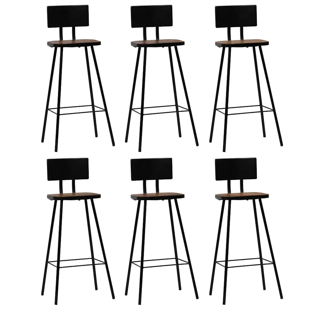 Bar Set 7 Piece Industrial Retro Style Brown Solid Reclaimed Wood Table Chairs