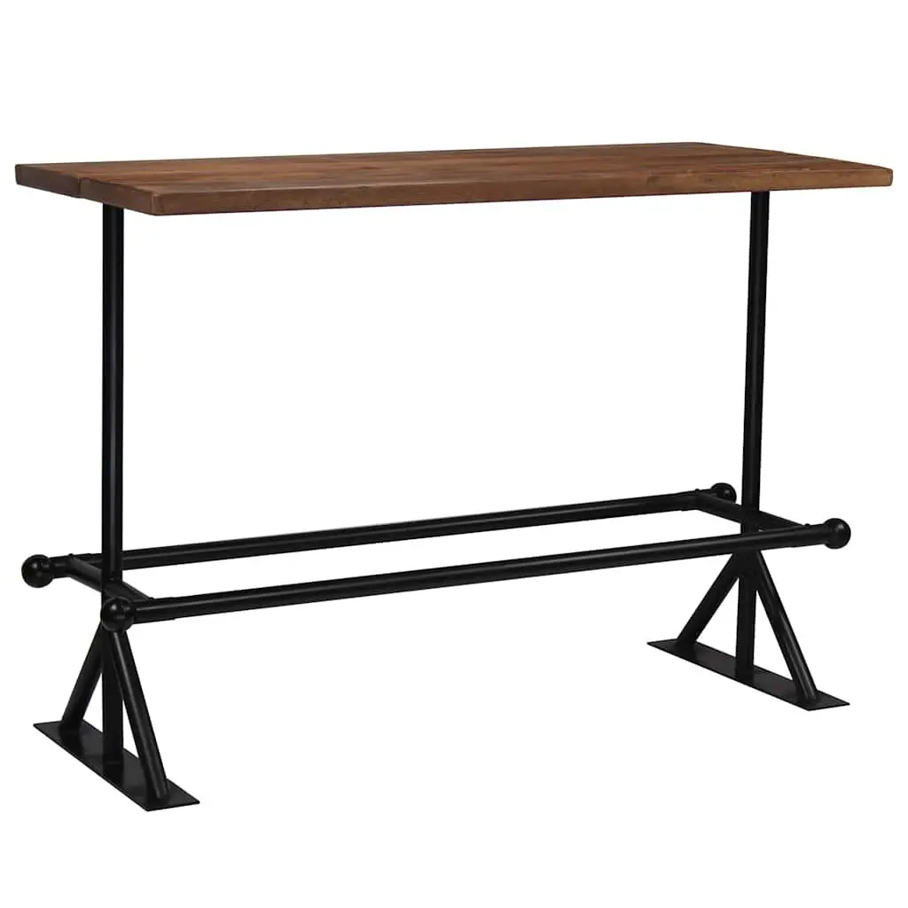 Bar Set 7 Piece Industrial Retro Style Brown Solid Reclaimed Wood Table Chairs
