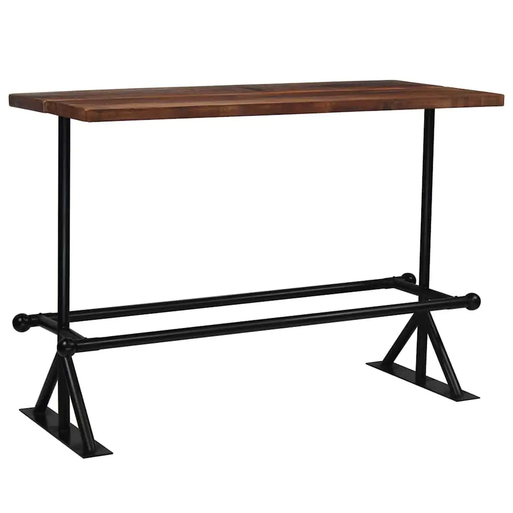 Bar Set 7 Piece Industrial Retro Style Brown Solid Reclaimed Wood Table Chairs