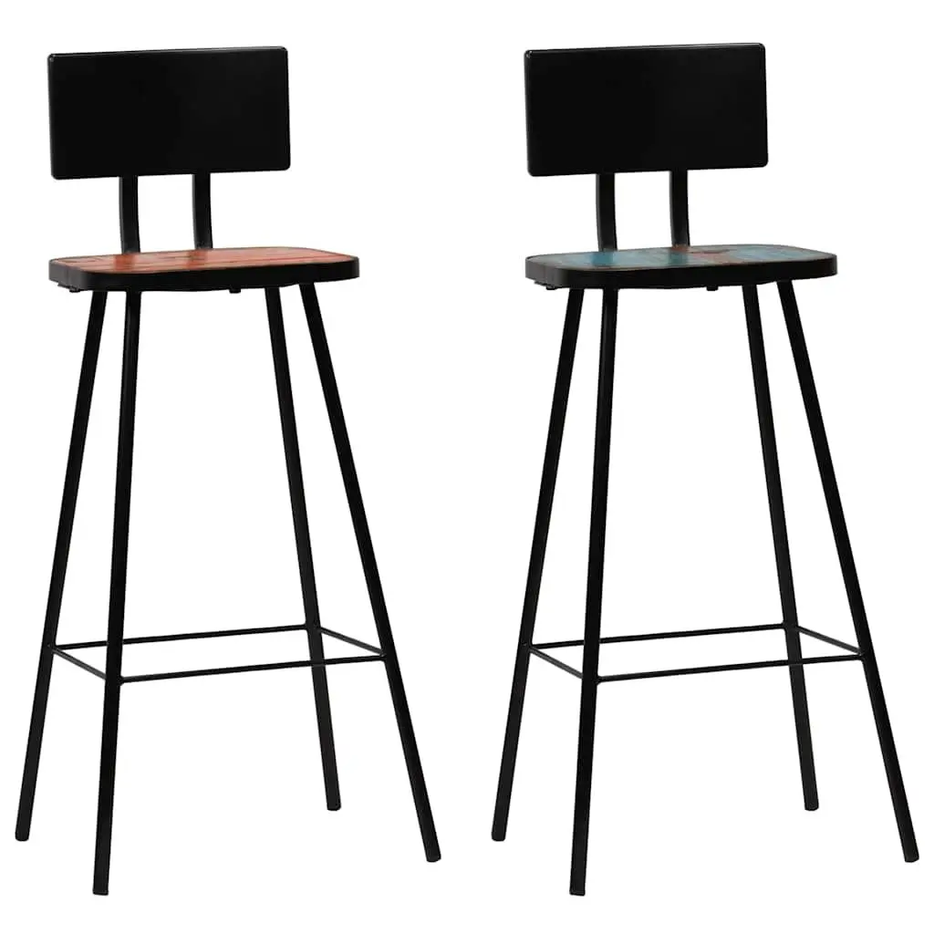 Bar Set 3 Piece Reclaimed Wood Table Chairs Industrial Retro Multicolour