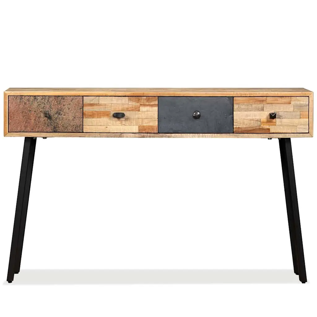 Console Table Vintage Style 120x30x76cm Solid Reclaimed Teak Multicolour with Four Drawers