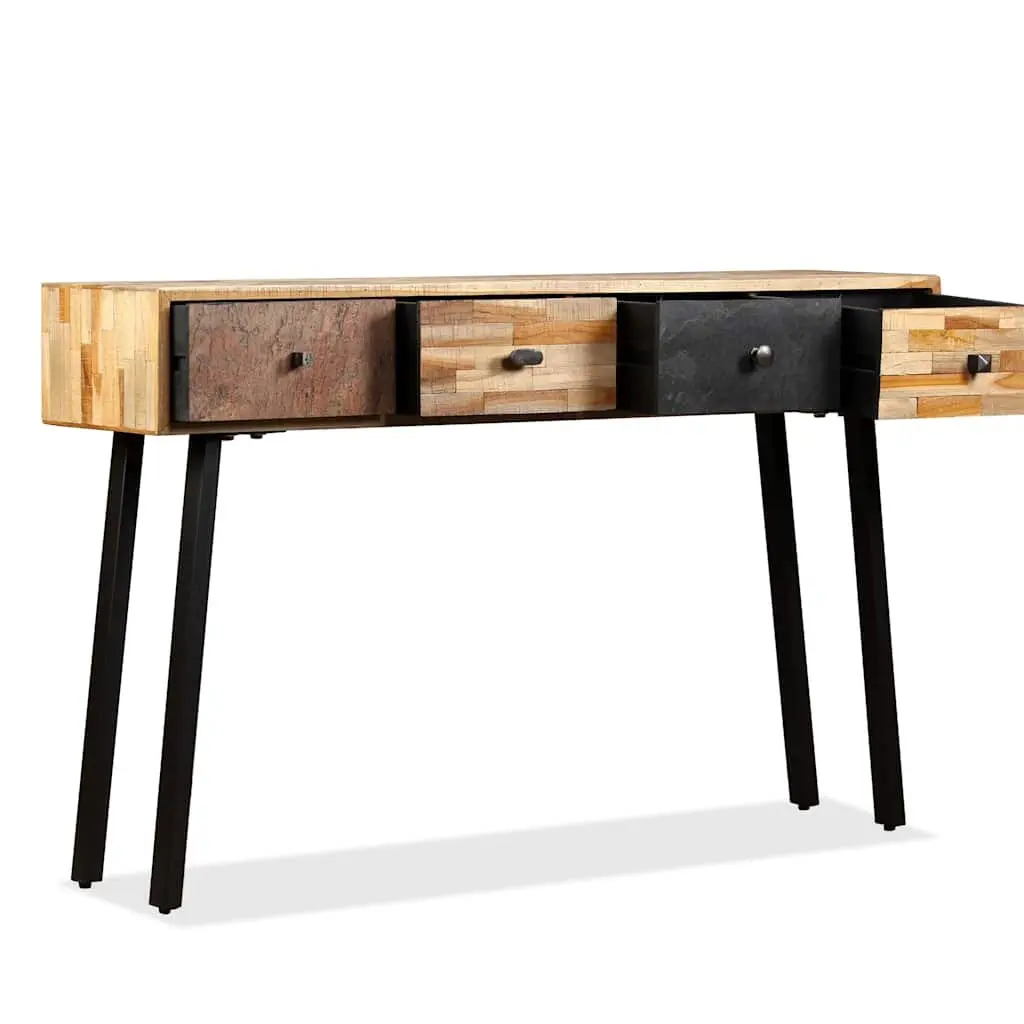 Console Table Vintage Style 120x30x76cm Solid Reclaimed Teak Multicolour with Four Drawers