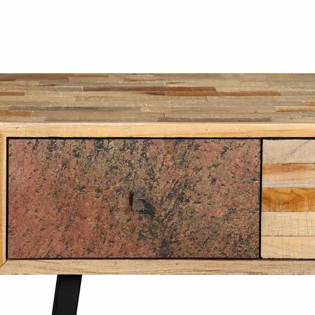 Console Table Vintage Style 120x30x76cm Solid Reclaimed Teak Multicolour with Four Drawers