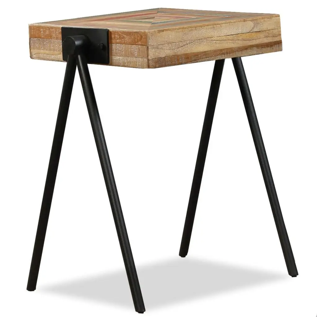End Table Reclaimed Solid Wood Industrial Steel Legs Living Room Multicolour