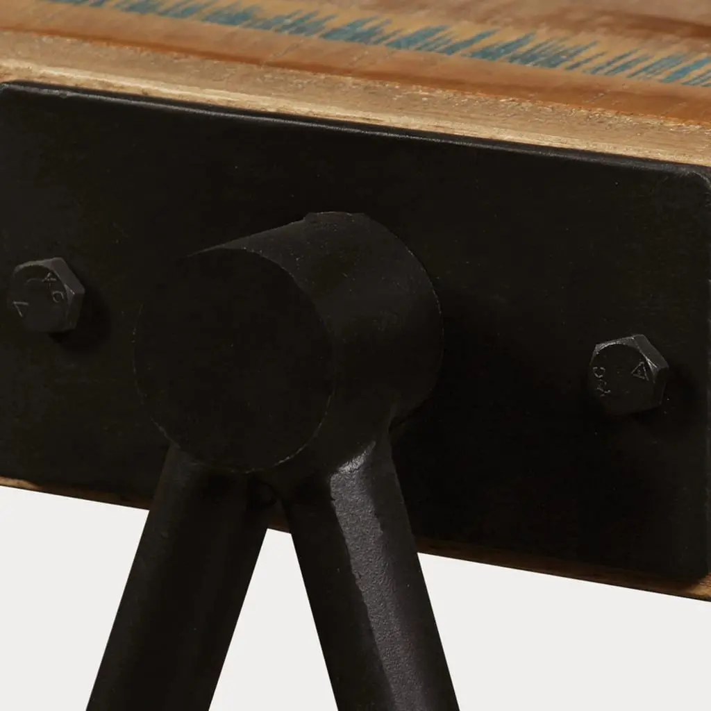 End Table Reclaimed Solid Wood Industrial Steel Legs Living Room Multicolour