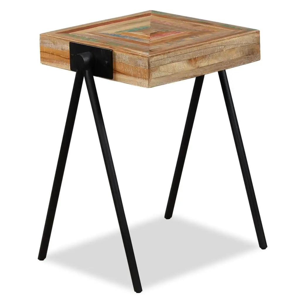 End Table Reclaimed Solid Wood Industrial Steel Legs Living Room Multicolour