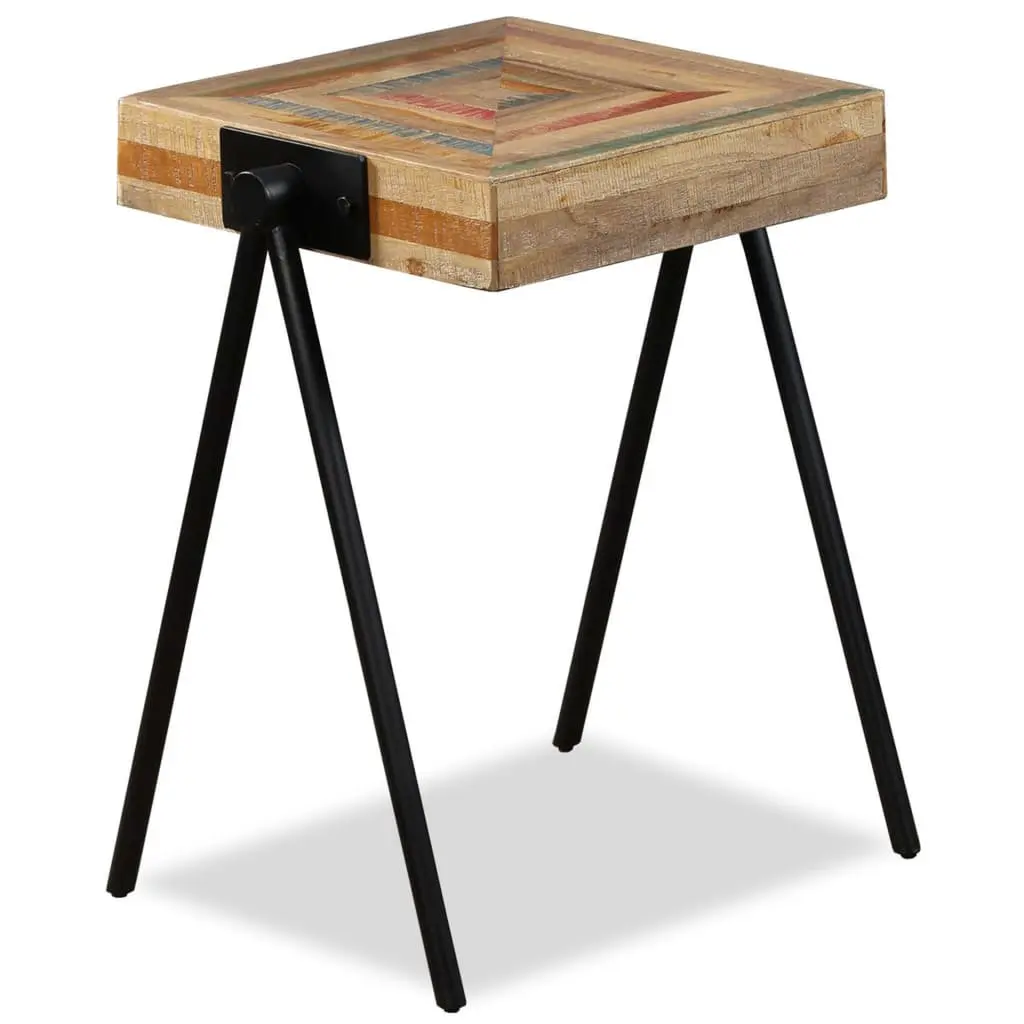 End Table Reclaimed Solid Wood Industrial Steel Legs Living Room Multicolour