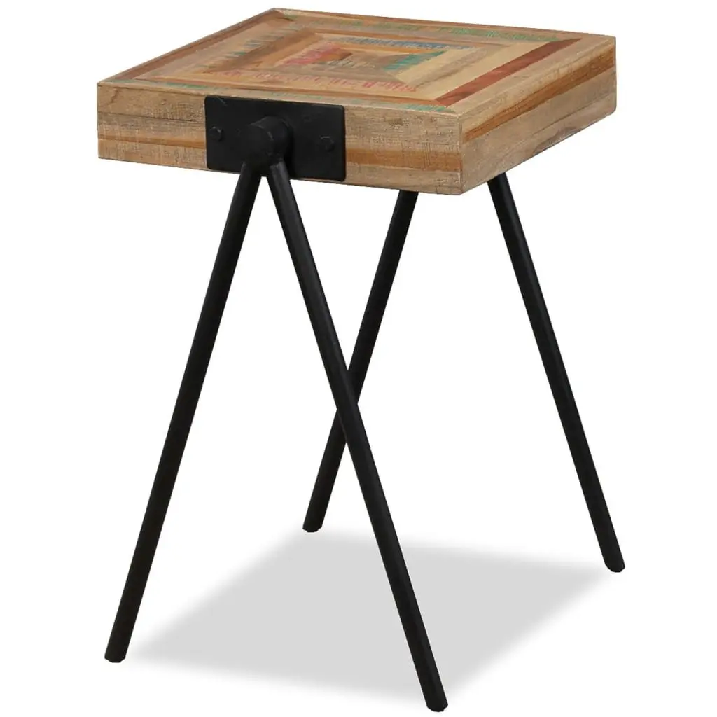 End Table Reclaimed Solid Wood Industrial Steel Legs Living Room Multicolour