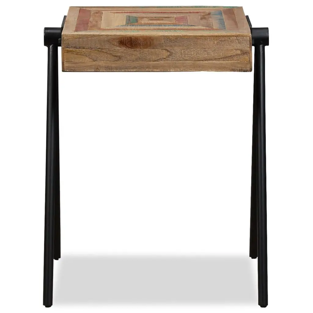 End Table Reclaimed Solid Wood Industrial Steel Legs Living Room Multicolour