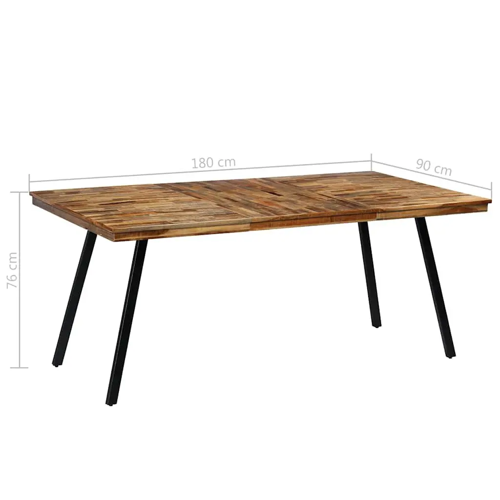 Dining Table Reclaimed Teak Steel Industrial 180x90x76cm Brown