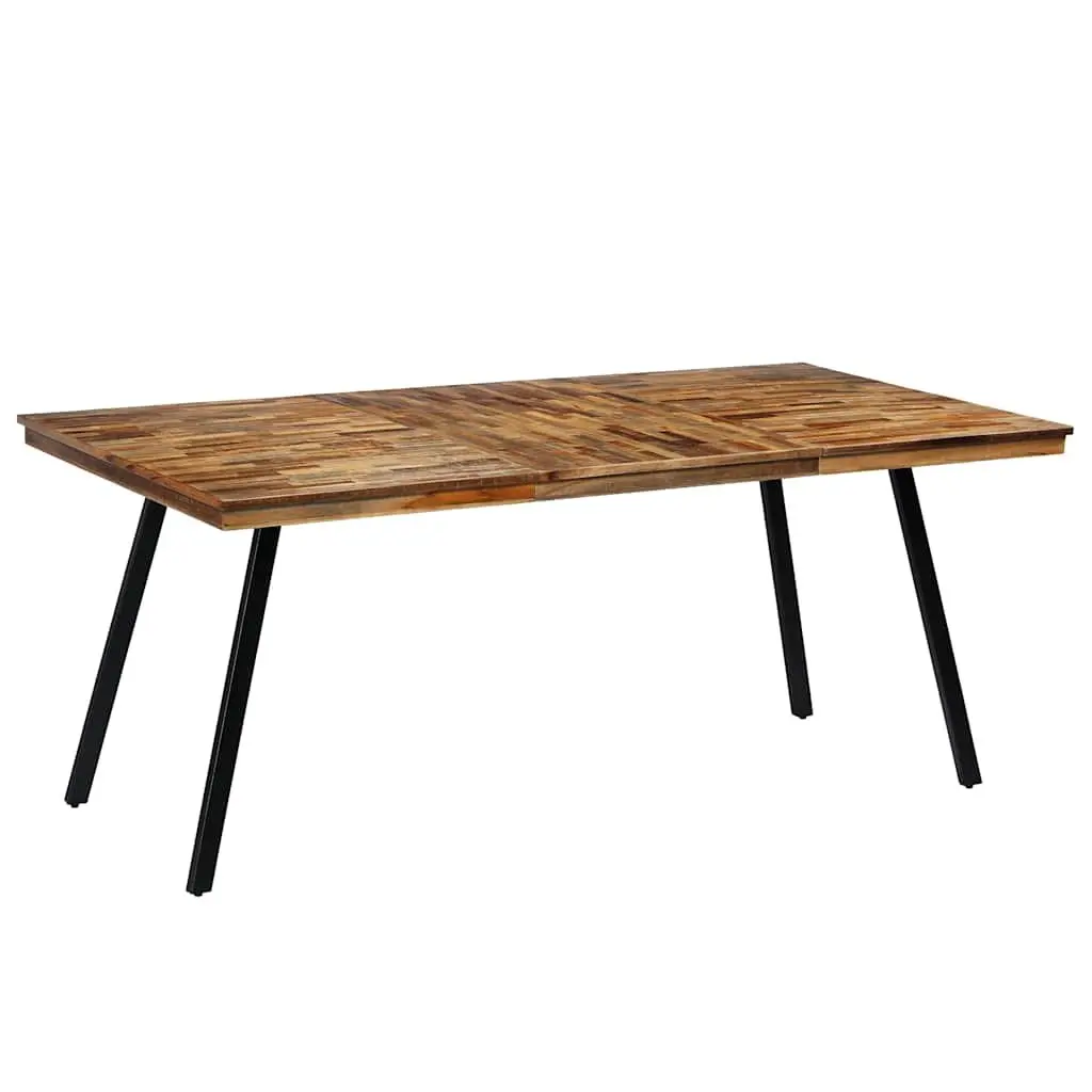 Dining Table Reclaimed Teak Steel Industrial 180x90x76cm Brown