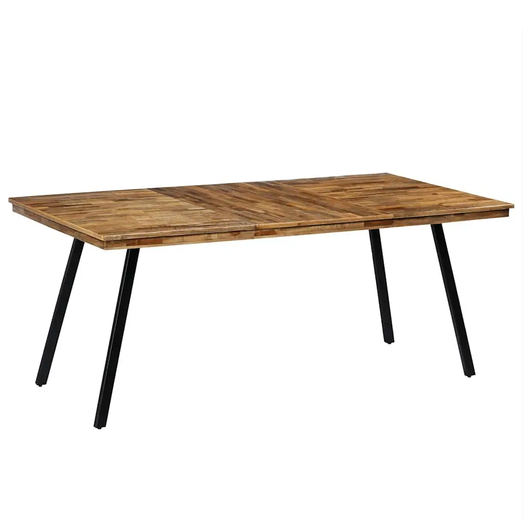 Dining Table Reclaimed Teak Steel Industrial 180x90x76cm Brown