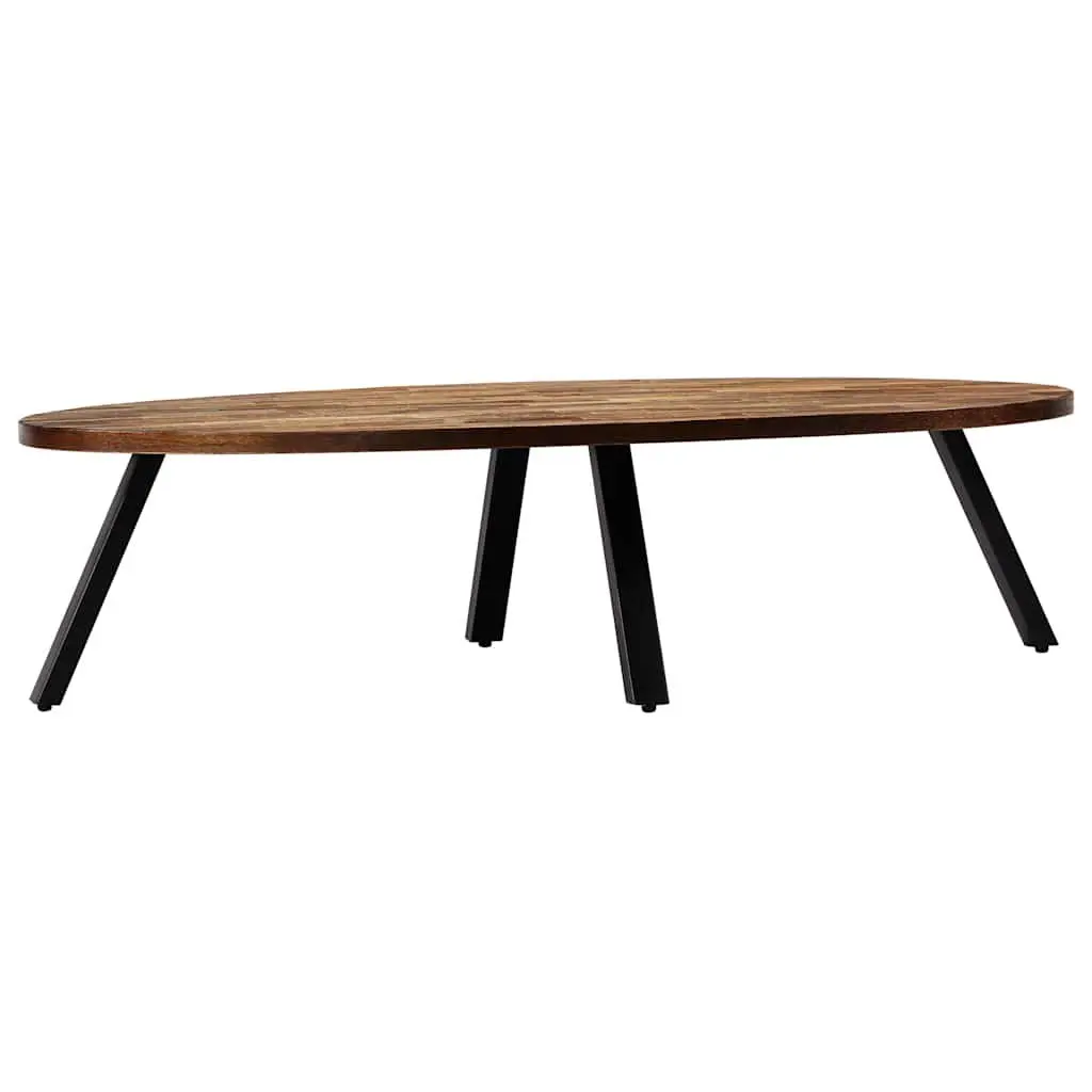 Oval Coffee Table Reclaimed Teak Solid Wooden Living Room Accent Furniture 120 x 60 x 30 cm Brown