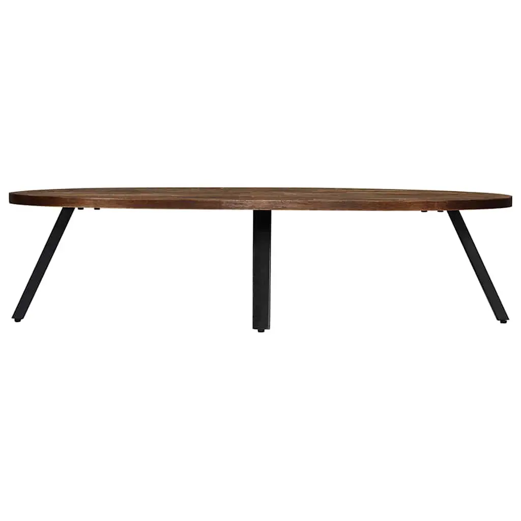 Oval Coffee Table Reclaimed Teak Solid Wooden Living Room Accent Furniture 120 x 60 x 30 cm Brown