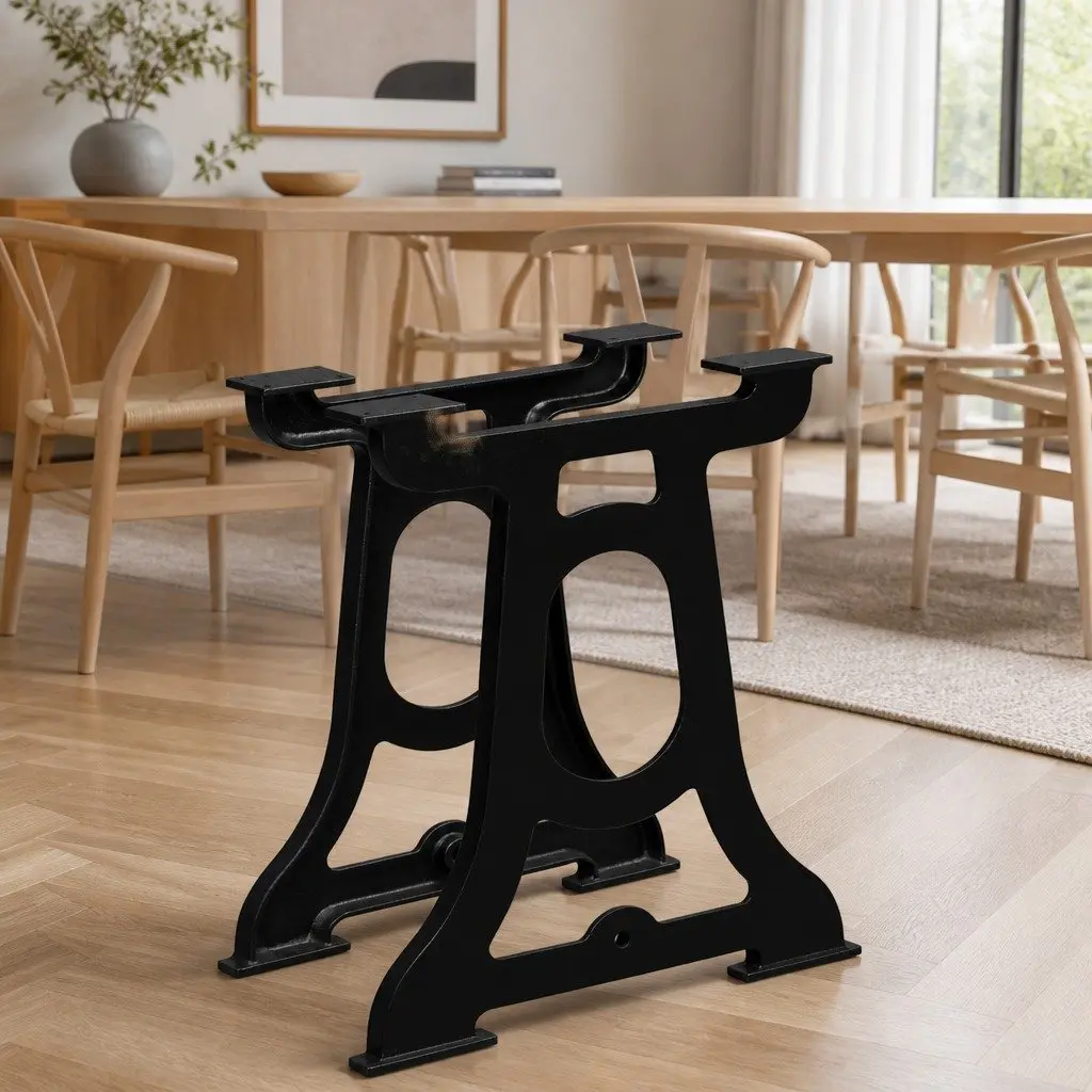 Cast Iron Y-Frame Table Legs Industrial Dining Table Support Base Black 2 pcs