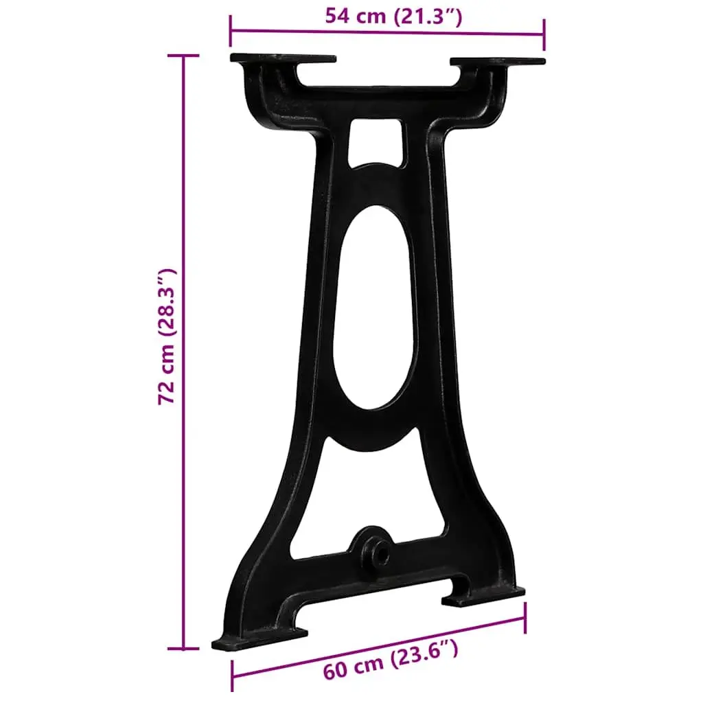 Cast Iron Y-Frame Table Legs Industrial Dining Table Support Base Black 2 pcs
