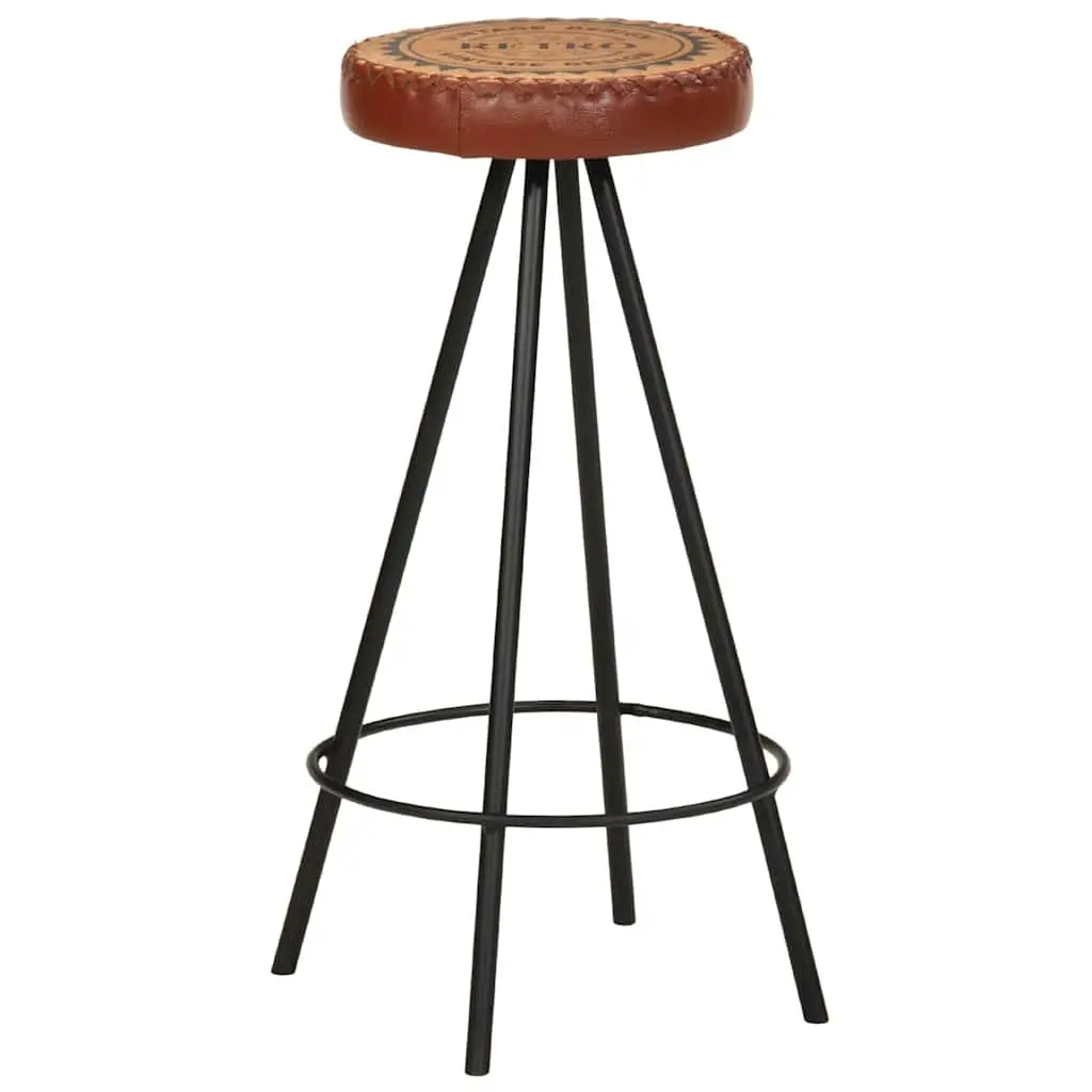 Bar Stools Set of 4 Industrial Style Leather Canvas Upholstered Dining